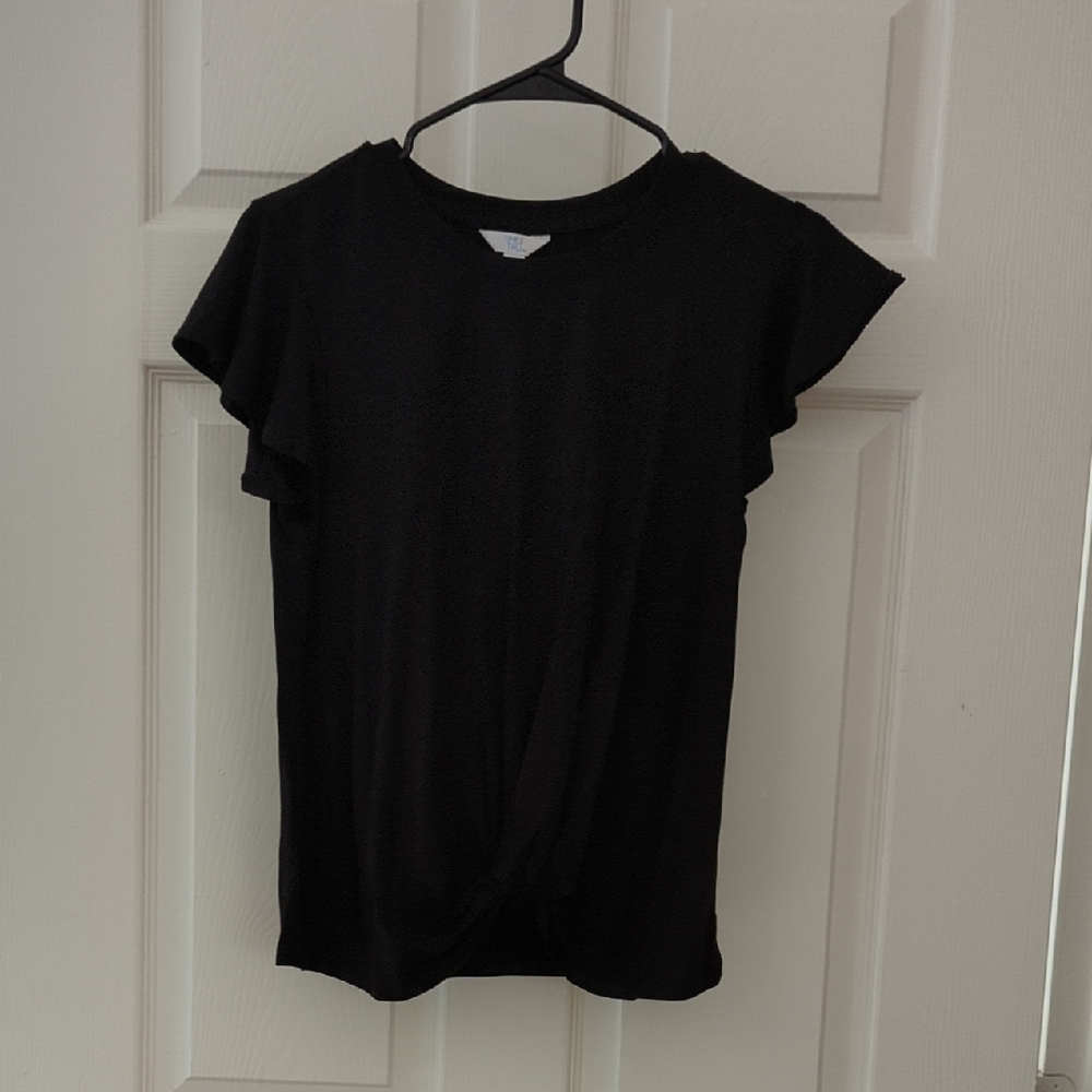 Black Ruffle Sleeve Top